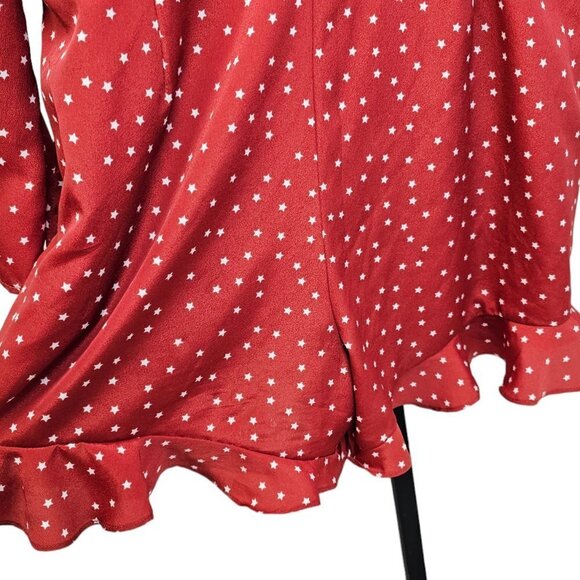 Revolve Lovers + Friends Womens Spike Romper Star Print Red Size Large - Picture 9 of 12
